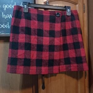 Colza Chic Red and Black Plaid Mini Skirt Large